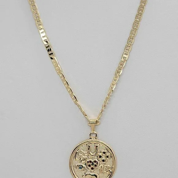 Last One Brand New Brazilian 18k Gold Filled Multi Lucky Charms Necklace - Picture 5 of 7